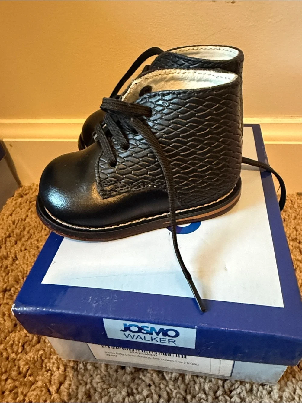 Josmo Black Baby Walker Lace-Up Shoes